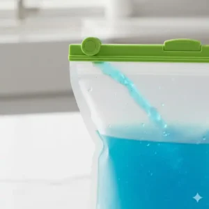 Detailansicht der auslaufsicheren Versiegelung für den Silikonbeutel 1 Liter.