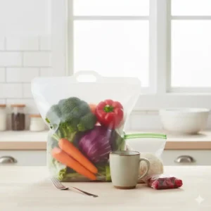 Größenvergleich zeigt, wie viel Inhalt in einen silikonbeutel groß im Vergleich zu Standardbeuteln passt.