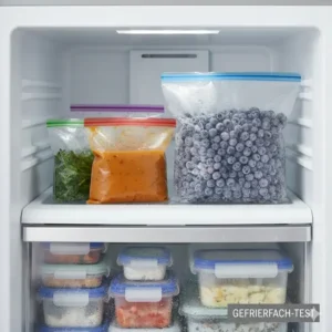 Anwendung im Gefrierschrank während des silikon lebensmittelbeutel test für langanhaltende Frische.