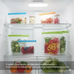 Frische und Organisation: Die beste silikonbeutel empfehlung 2026 zur Aufbewahrung von Lebensmitteln im Kühlschrank.