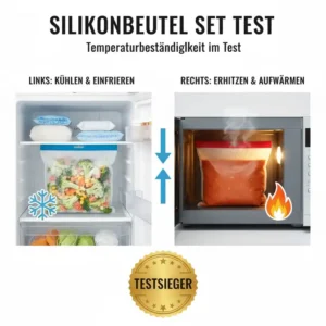 Temperature test: Freezing and heating capabilities of the bags used in the silikonbeutel set test.