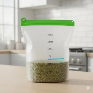 Illustration der praktischen Messskala auf dem Silikonbeutel 1 Liter.