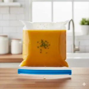 Detailansicht der auslaufsicheren Verschlussleiste von einem silikonbeutel groß.