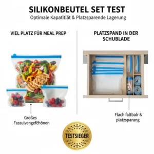 Capacity and storage: How much food can fit inside the silicone bags shown in the silikonbeutel set test.