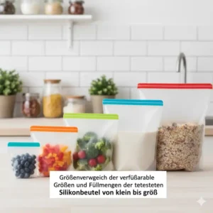 Der direkte Größenvergleich der Silikonbeutel unabhängiger Test Modelle für verschiedene Anwendungszwecke.