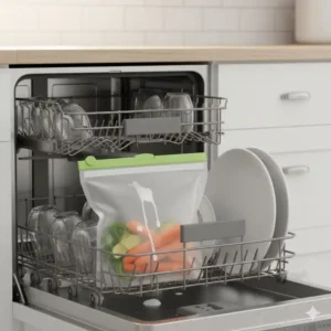 Einfache Reinigung im Geschirrspüler für den Silikonbeutel 1 Liter.