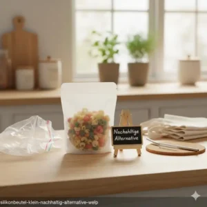 Ein silikonbeutel klein als nachhaltige und wiederverwendbare Alternative zu Einweg-Plastiktüten.