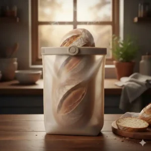 Ein großer silikonbeutel für brot bietet ausreichend Platz für ein ganzes Laib.