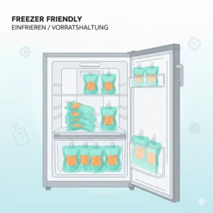 Silikonbeutel für Babybrei geeignet zum Einfrieren von Nahrung.