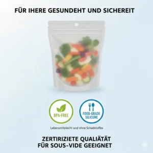BPA-free and food-grade certification for the silikonbeutel sous vide geeignet.