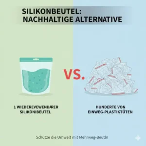 Ein ökologischer Vergleich, der zeigt, warum wiederverwendbare silikonbeutel spülmaschinenfest besser als Plastiktüten sind.