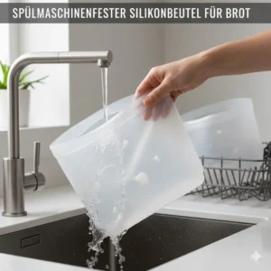 Die einfache Reinigung: Ein spülmaschinenfester silikonbeutel für brot im Test.