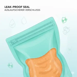 Nahaufnahme der Dichtung eines Silikonbeutel für Babybrei.