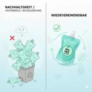 Nachhaltige Silikonbeutel für Babybrei als umweltfreundliche Alternative.