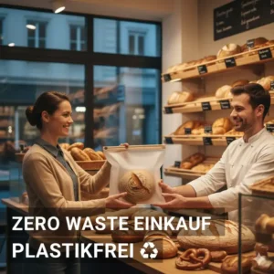 Plastikfrei einkaufen beim Bäcker mit dem eigenen silikonbeutel für brot.