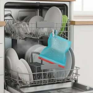 Reinigung im Geschirrspüler: So bleibt der Silikonbeutel kindgerecht und hygienisch sauber.