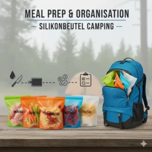 Organisation von Mahlzeiten für die ganze Woche mit praktischen Silikonbeutel Camping.
