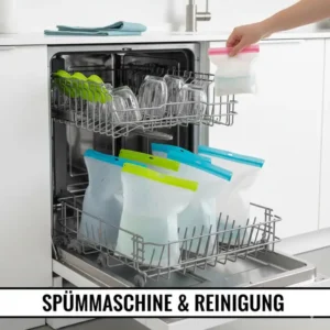 Einfache Reinigung eines silikonbeutel für flüssigkeiten in der Spülmaschine.