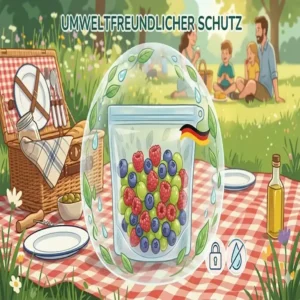 Umweltfreundlicher und wiederverwendbarer silikonbeutel picknick für nachhaltiges Essen.