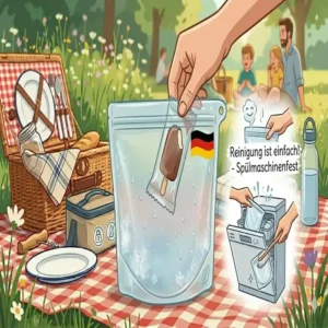 Reinigung eines silikonbeutel picknick in der Spülmaschine nach dem Ausflug.