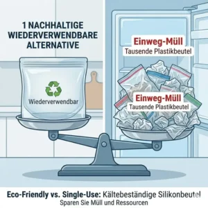 Umweltfreundliche kältebeständige silikonbeutel als ersatz für einweg-plastiktüten.