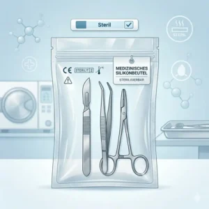 Transparente Aufbewahrungslösung für medizinisches silikonbeutel im Klinikbereich.
