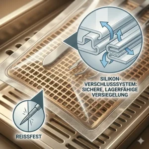 Sicherer Verschlussmechanismus für ein keimfreies medizinisches silikonbeutel.