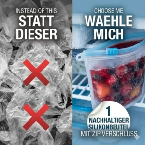 Illustration showing how easy it is to clean a dishwasher-safe silikonbeutel mit zip verschluss.