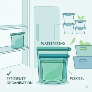 Flexible und silikonbeutel langlebig ermöglichen eine platzsparende Organisation im Kühlschrank.