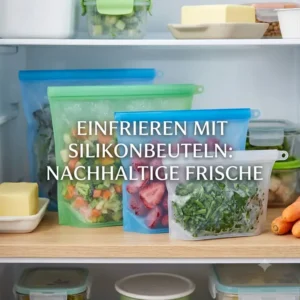 Silikonbeutel alternative zu plastikbeuteln beim Einfrieren von Gemüse und Obst im Gefrierschrank.