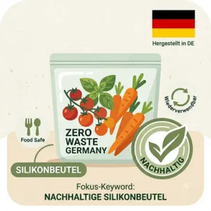 Detailansicht des innovativen und absolut auslaufsicheren Verschlusses für flüssige Speisen bei „nachhaltige silikonbeutel“.