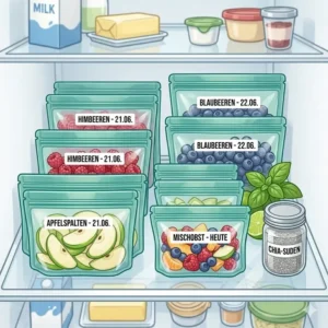 Meal Prep Organisation im Kühlschrank mit wiederverwendbare silikonbeutel 2026.