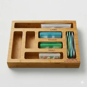 Illustration demonstrating the versatile wall-mounting option for saving space with the silikonbeutel aufbewahrungsbox.