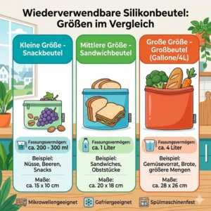 Verschiedene Größen und Kapazitäten von wiederverwendbare silikonbeutel 2026 im Vergleich.