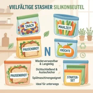 A diagram comparing the durability and sealing structure of a robust reusable silicone bag against a standard stasher silikonbeutel alternative.
