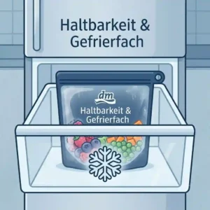 Colorful silikonbeutel dm with frozen berries and vegetables neatly stacked in the freezer