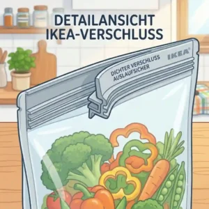 "Close-up of the secure and leakproof seal on a transparent silikonbeutel ikea bag."