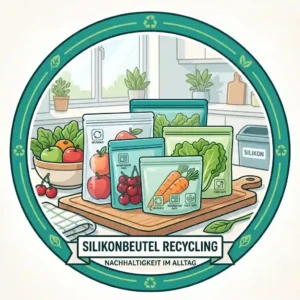 Infographic about the durable material properties of silicone and why silikonbeutel recycling is important.