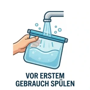 Illustration of washing the silicone bag, a vital first step in the silikonbeutel pflegeanleitung.