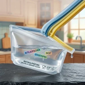 Leak-proof seal demonstration during the homeliving silikonbeutel test.
