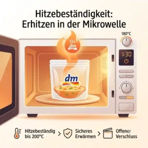 A heat-resistant silikonbeutel dm being used to warm up food in the microwave."