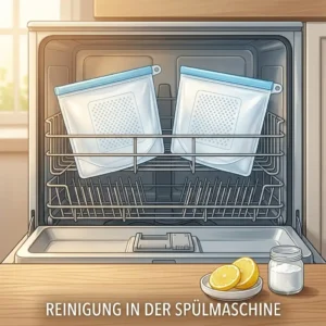 Practical silikonbeutel reinigen tipps for placing reusable silicone food bags safely in the upper rack of a dishwasher.