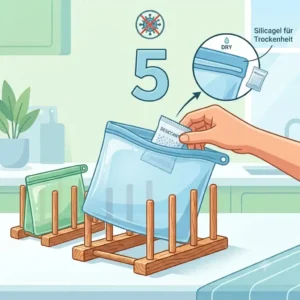 6. Applying baking soda paste to stubborn areas to silikonbeutel schimmel vermeiden.
