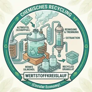 Presentation of chemical silikonbeutel recycling for the recovery of base silicone oils.