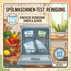 Dishwasher cleaning process showing a large bag inside-out during the aeifond silikonbeutel test