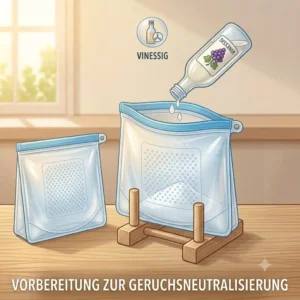 Proper silikonbeutel reinigen tipps for air-drying silicone bags upside down on a rack to prevent mold.