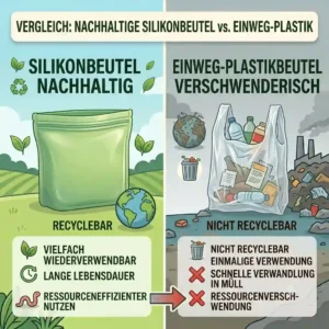 A graphical chart comparing CO2 emissions and carbon footprint metrics during a silikonbeutel umwelt test.
