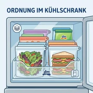 Space-saving fridge organization with upright standing silikonbeutel dm holding fresh meals