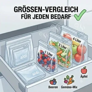 A visual comparison of the different available capacity sizes of silikonbeutel aldi.
