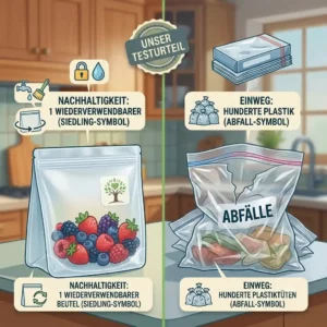 Eco-friendly sustainability comparison in the homeliving silikonbeutel test.